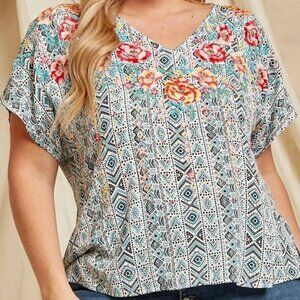 Savanna Jane lovely aztec top with embroidery new with tags size 2x